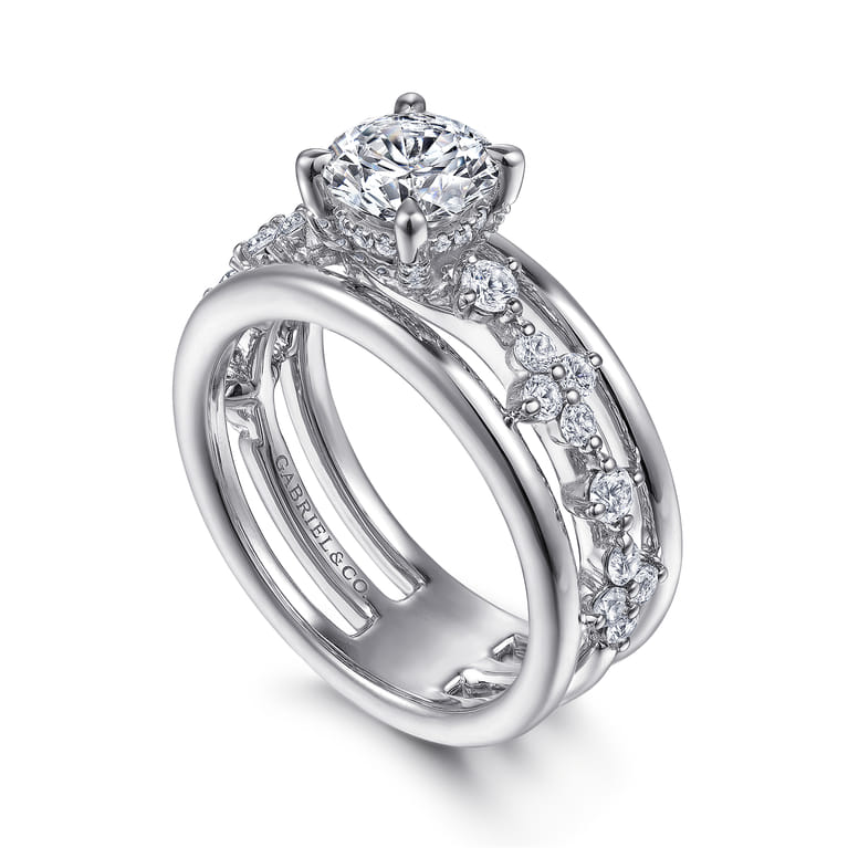 Gretchen - 14K White Gold Round Diamond Engagement Ring - 0.61 ct - Shot 3