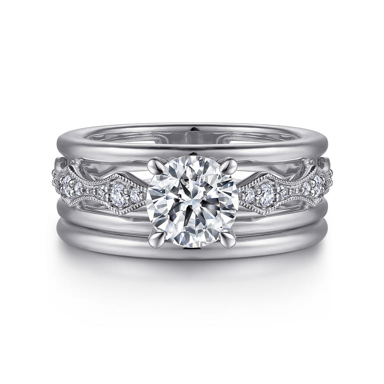 Halette - 14K White Gold Round Diamond Engagement Ring - 0.36 ct - Shot 4
