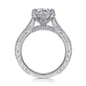 Elanie - Vintage Inspired 14K White Gold Round Diamond Engagement Ring - 0.3 ct