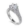 Elanie - Vintage Inspired 14K White Gold Round Diamond Engagement Ring - 0.3 ct