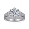Elanie - Vintage Inspired 14K White Gold Round Diamond Engagement Ring - 0.3 ct