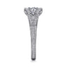 Elanie - Vintage Inspired 14K White Gold Round Diamond Engagement Ring - 0.3 ct