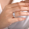 Elanie - Vintage Inspired 14K White Gold Round Diamond Engagement Ring - 0.3 ct