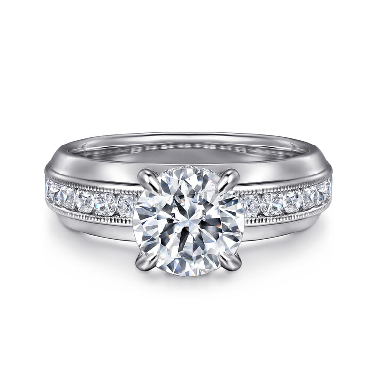 Caris - 14K White Gold Round Channel Set Diamond Engagement Ring - 0.6 ct - Shot 1