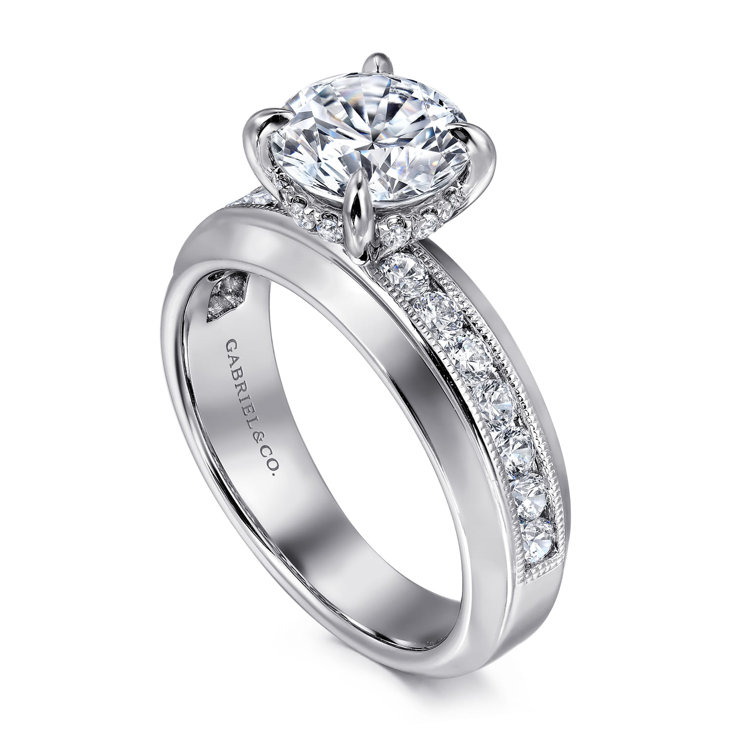 Caris - 14K White Gold Round Channel Set Diamond Engagement Ring - 0.6 ct - Shot 3