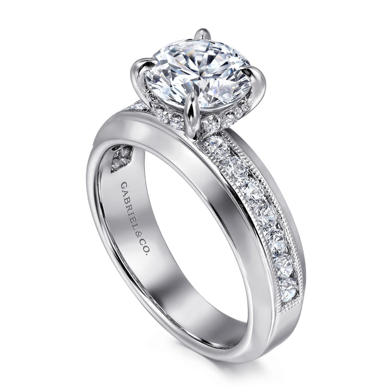 Caris - 14K White Gold Round Channel Set Diamond Engagement Ring - 0.6 ct - Shot 3
