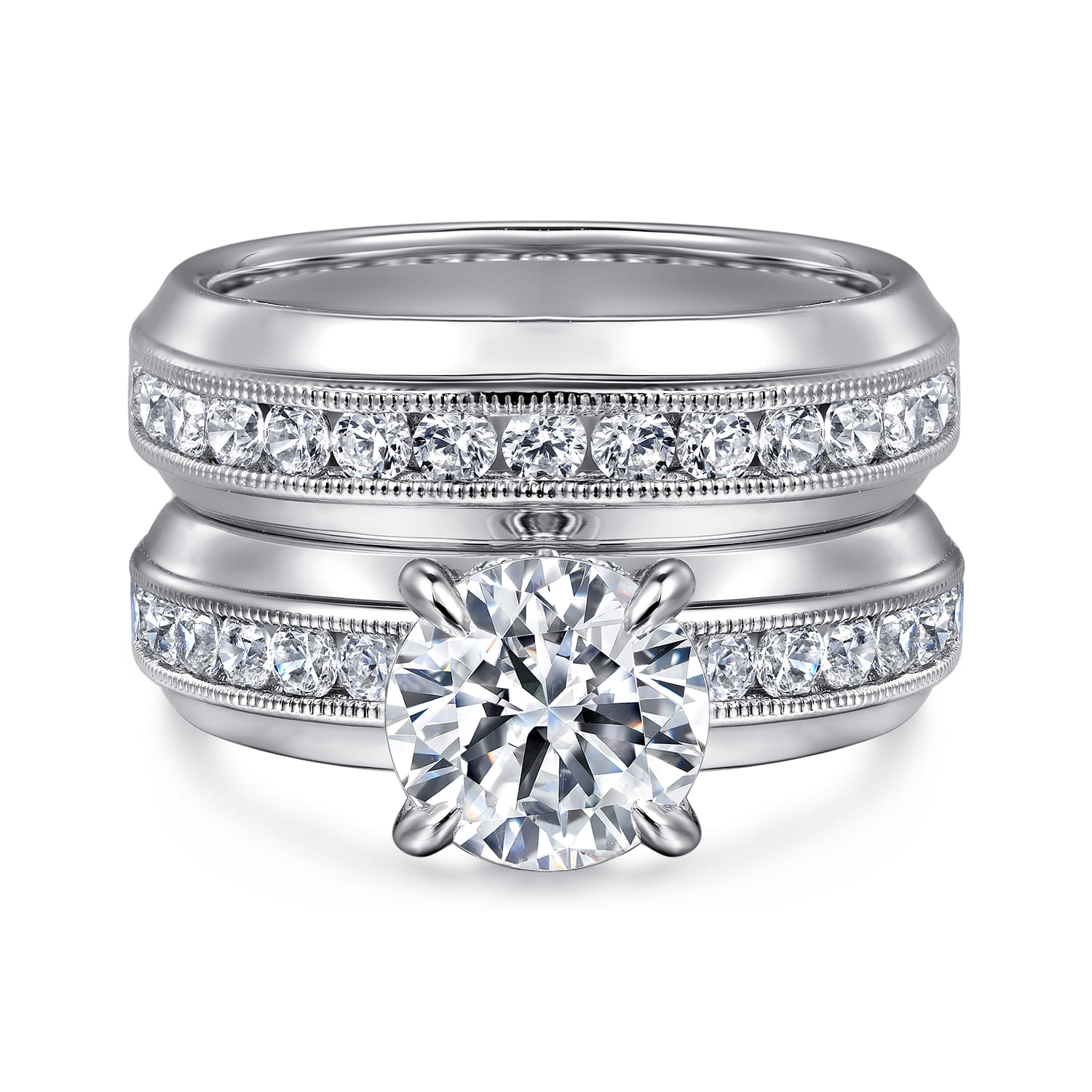 Caris - 14K White Gold Round Channel Set Diamond Engagement Ring - 0.6 ct - Shot 4