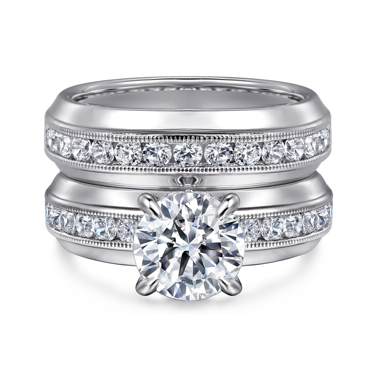Caris - 14K White Gold Round Channel Set Diamond Engagement Ring - 0.6 ct - Shot 4