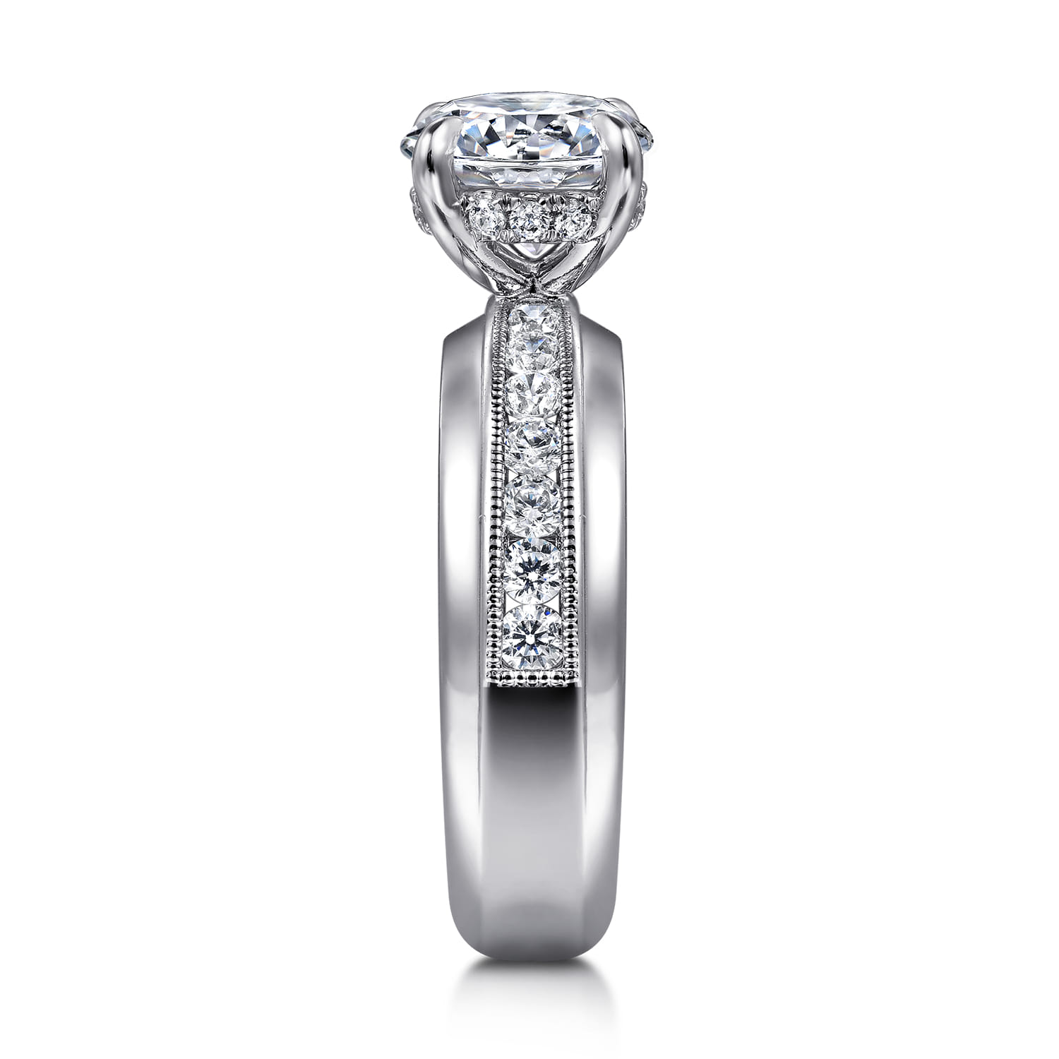 Caris - 14K White Gold Round Channel Set Diamond Engagement Ring - 0.6 ct - Shot 5