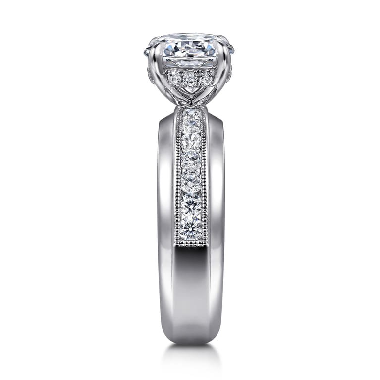 Caris - 14K White Gold Round Channel Set Diamond Engagement Ring - 0.6 ct - Shot 5
