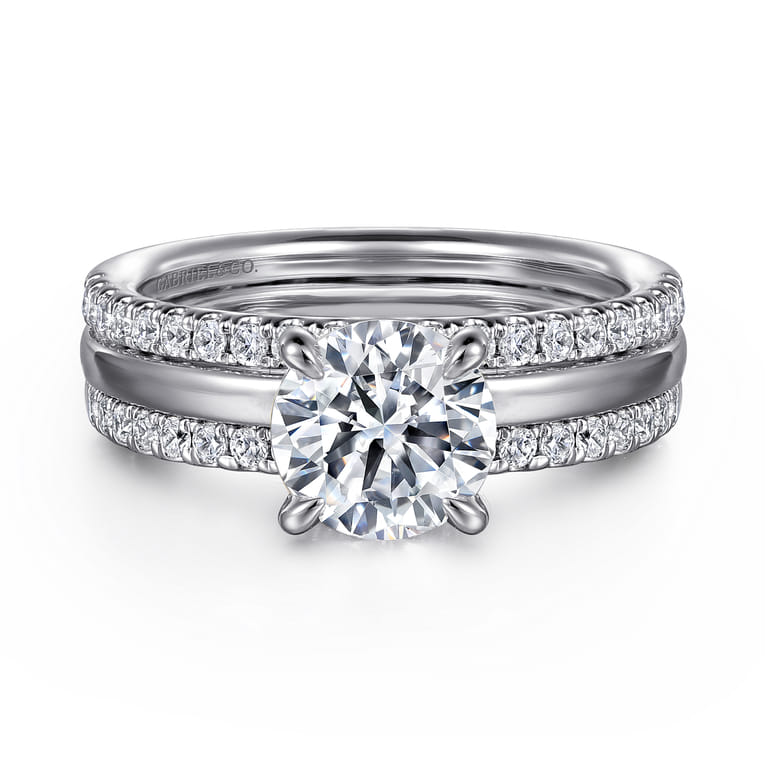 Reba - 14K White Gold Round Diamond Engagement Ring - 0.5 ct - Shot 1