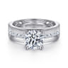 Adley - 14K White Gold Wide Band Round Diamond Engagement Ring - 0.6 ct