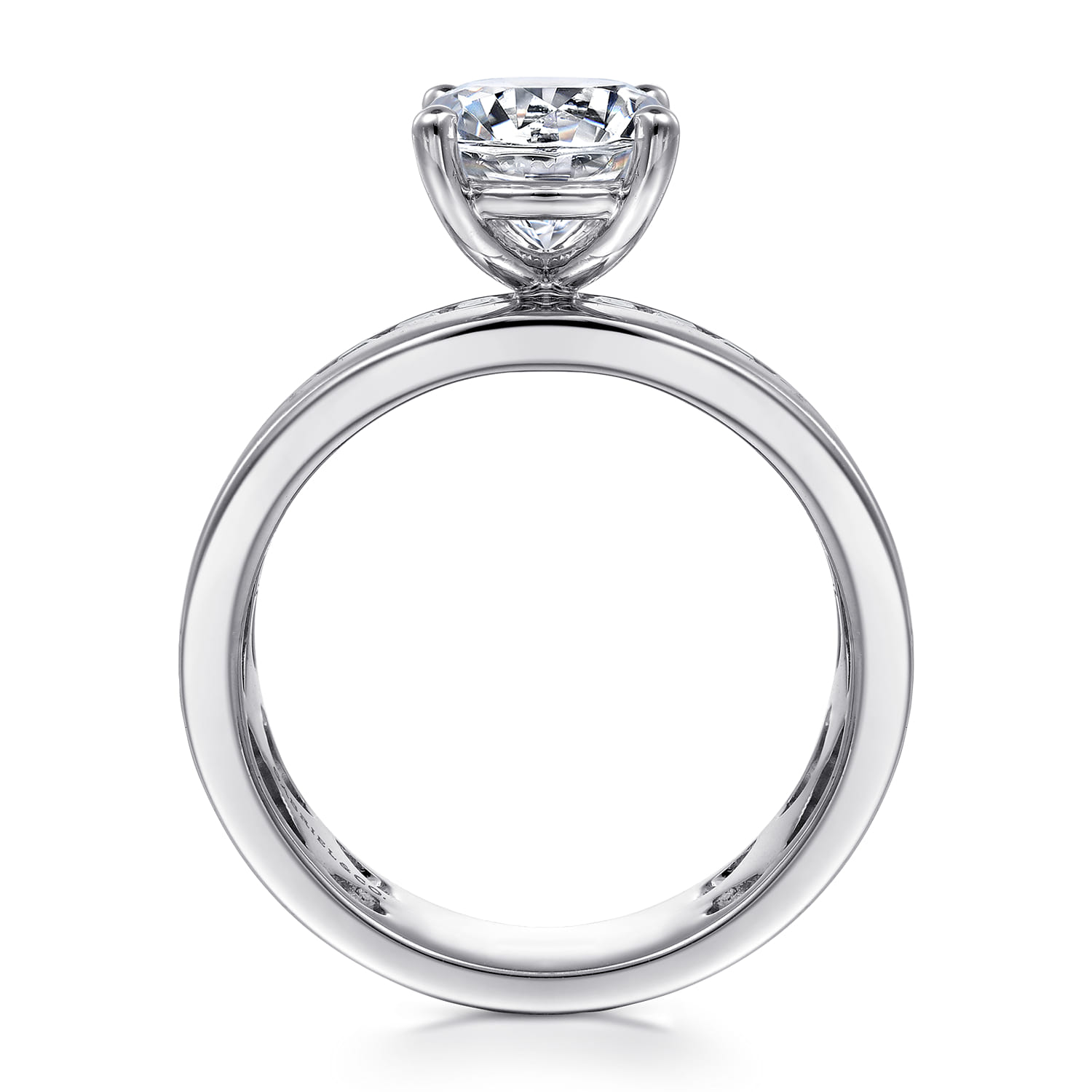 Adley - 14K White Gold Wide Band Round Diamond Engagement Ring - 0.6 ct - Shot 2