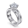 Adley - 14K White Gold Wide Band Round Diamond Engagement Ring - 0.6 ct