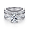 Adley - 14K White Gold Wide Band Round Diamond Engagement Ring - 0.6 ct