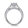 Elza - 14K White Gold Bezel Prong Wide Band Round Diamond Engagement Ring - 0.08 ct