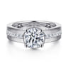 Dennise - 14K White Gold Wide Band Round Diamond Engagement Ring - 0.5 ct