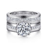 Dennise - 14K White Gold Wide Band Round Diamond Engagement Ring - 0.5 ct