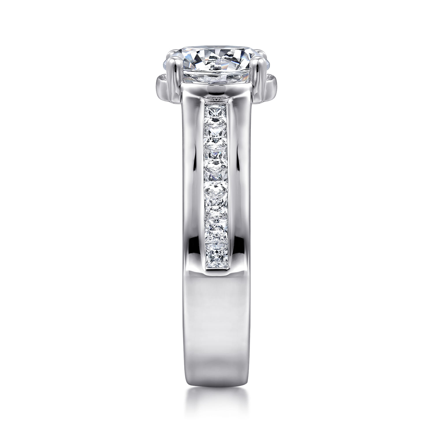 Dennise - 14K White Gold Wide Band Round Diamond Engagement Ring - 0.5 ct - Shot 5
