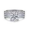 Eedie - 14K White Gold Round Wide Band Engagement Ring - 1.5 ct