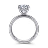 Eedie - 14K White Gold Round Wide Band Engagement Ring - 1.5 ct