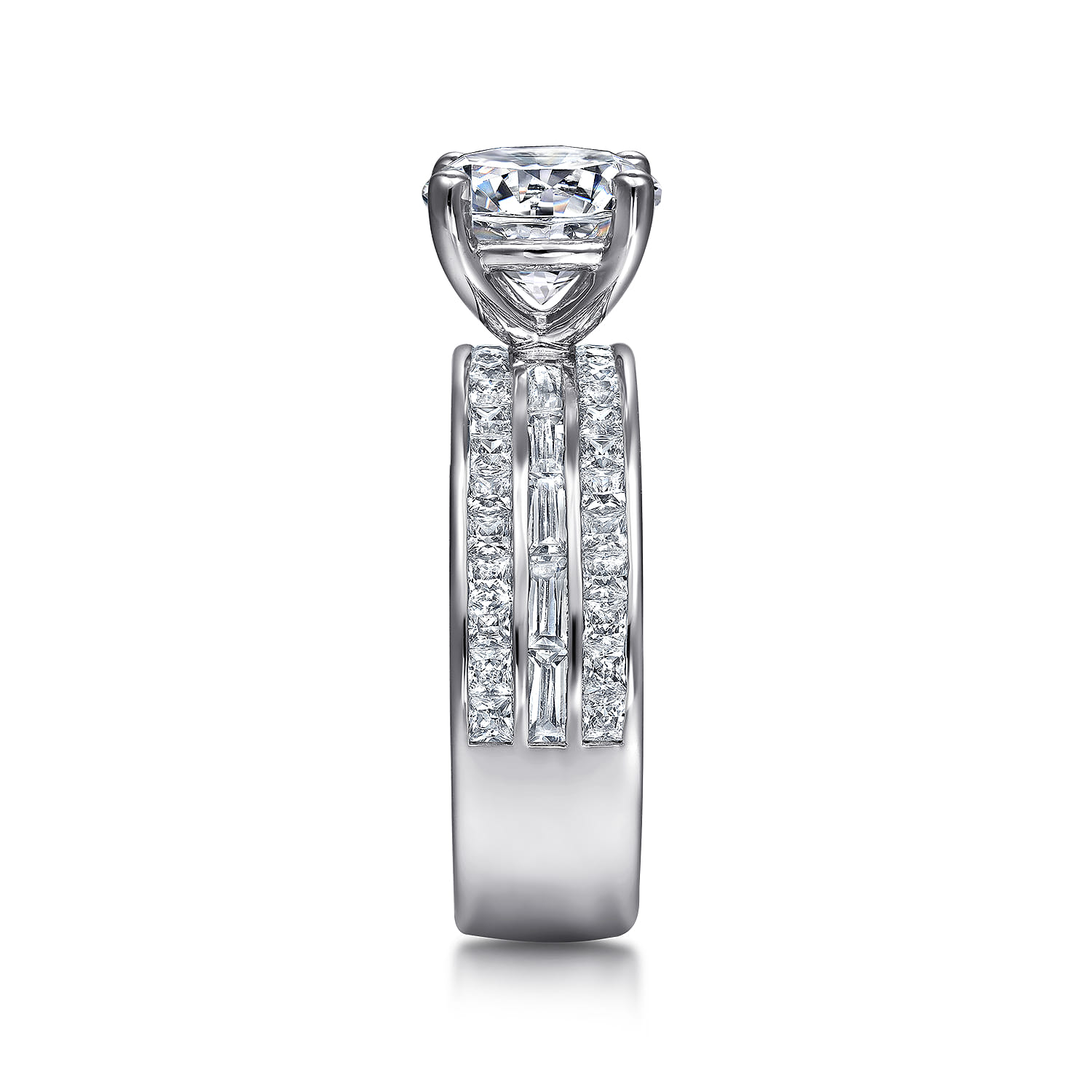 Eedie - 14K White Gold Round Wide Band Engagement Ring - 1.5 ct - Shot 5