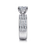 Eedie - 14K White Gold Round Wide Band Engagement Ring - 1.5 ct