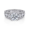 Elisse - 14K White Gold Wide Band Round Diamond Engagement Ring - 1.05 ct