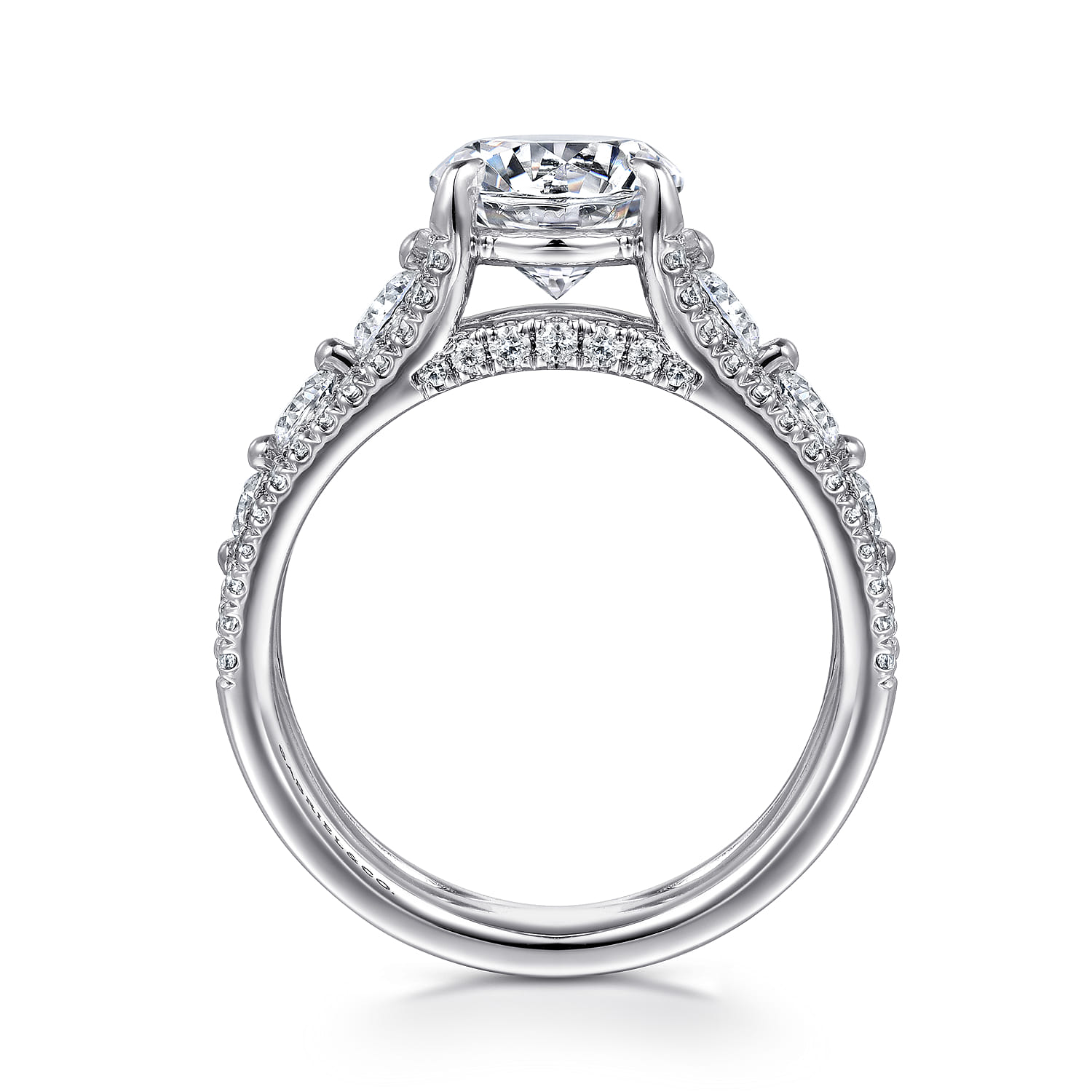 Elisse - 14K White Gold Wide Band Round Diamond Engagement Ring - 1.05 ct - Shot 2