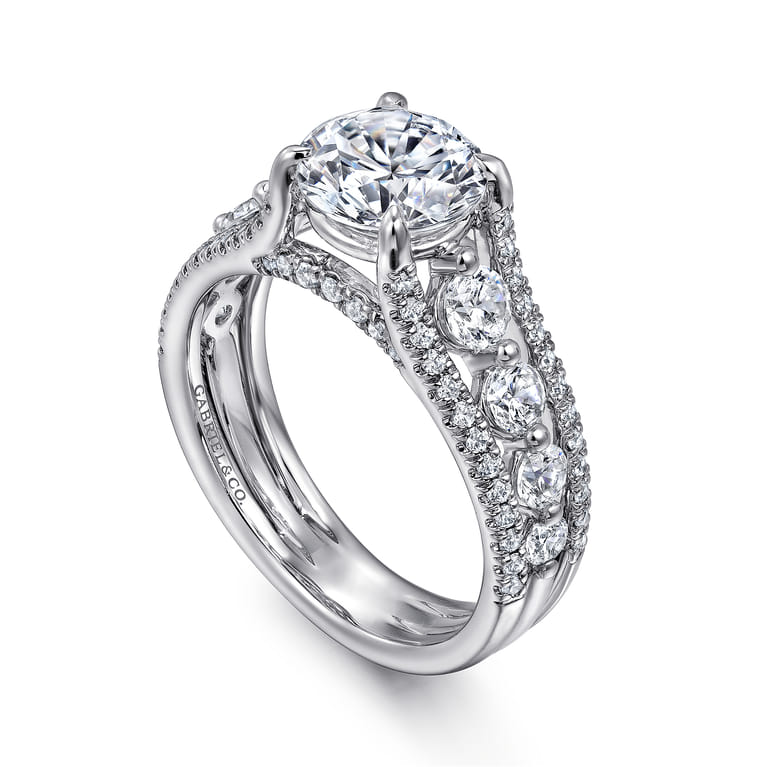 Elisse - 14K White Gold Wide Band Round Diamond Engagement Ring - 1.05 ct - Shot 3