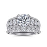 Elisse - 14K White Gold Wide Band Round Diamond Engagement Ring - 1.05 ct