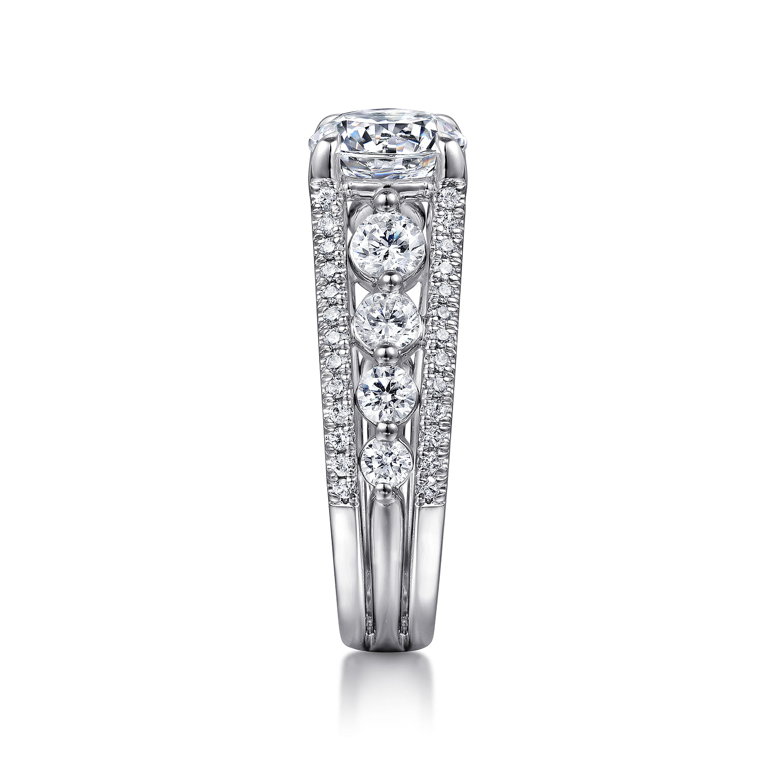 Elisse - 14K White Gold Wide Band Round Diamond Engagement Ring - 1.05 ct - Shot 5