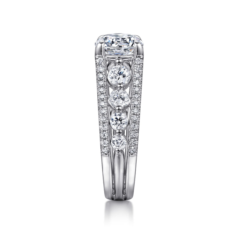 Elisse - 14K White Gold Wide Band Round Diamond Engagement Ring - 1.05 ct - Shot 5