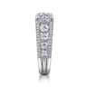 Elisse - 14K White Gold Wide Band Round Diamond Engagement Ring - 1.05 ct