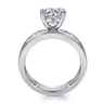Elsaa - 14K White Gold Channel Set Baguette Round Diamond Engagement Ring - 0.75 ct