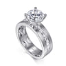 Elsaa - 14K White Gold Channel Set Baguette Round Diamond Engagement Ring - 0.75 ct