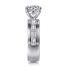 Elsaa - 14K White Gold Channel Set Baguette Round Diamond Engagement Ring - 0.75 ct