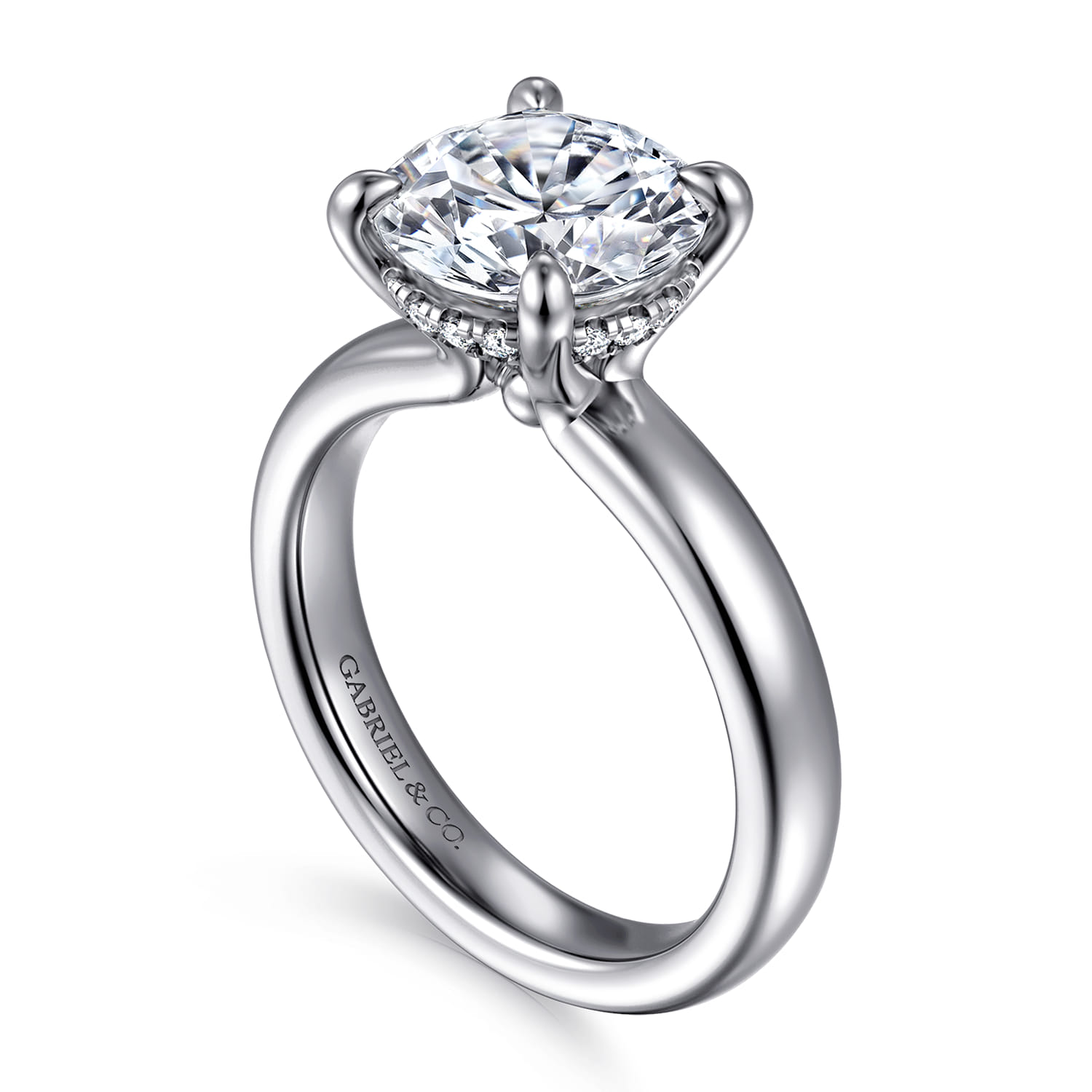 Neema - 14K White Gold Round Diamond Engagement Ring - 0.1 ct - Shot 3