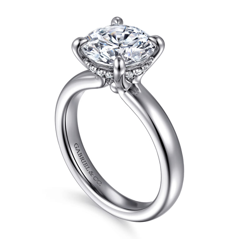 Neema - 14K White Gold Round Diamond Engagement Ring - 0.1 ct - Shot 3