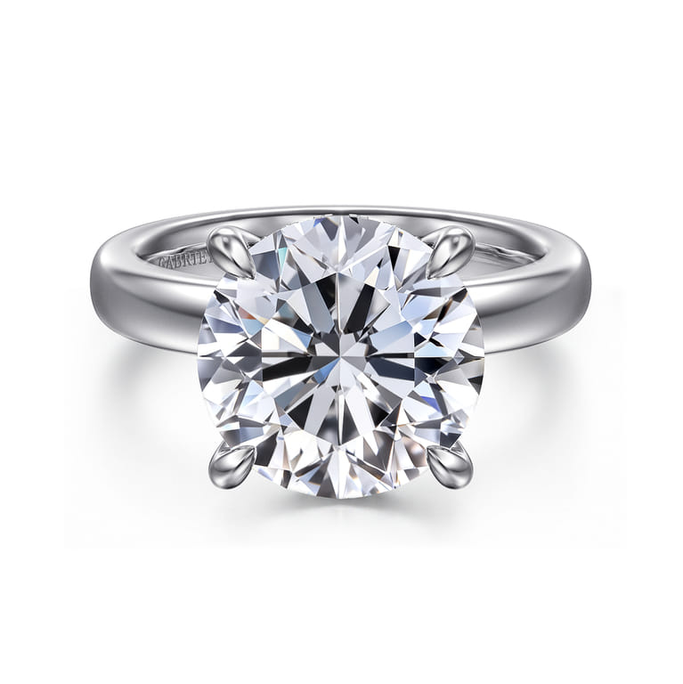 Neema - 14K White Gold Round Diamond Engagement Ring - 0.12 ct - Shot 1