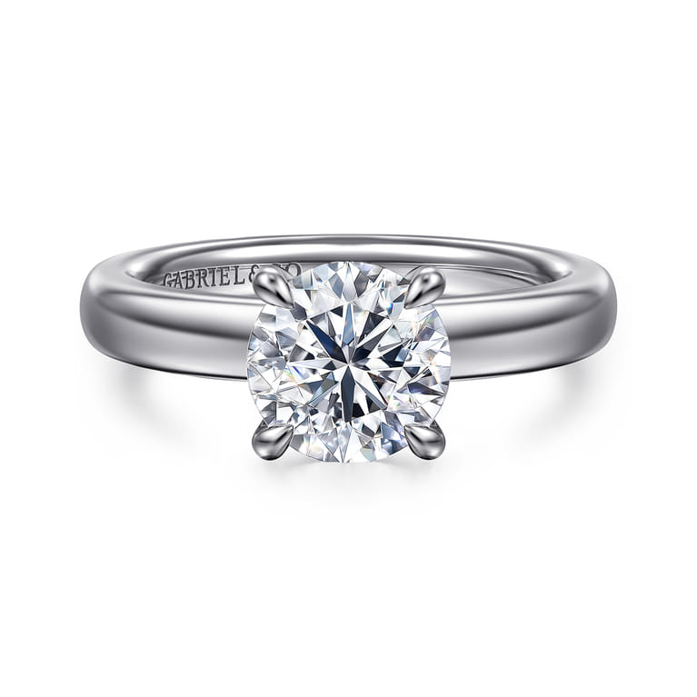 Neema - 14K White Gold Round Diamond Engagement Ring - 0.07 ct - Shot 1