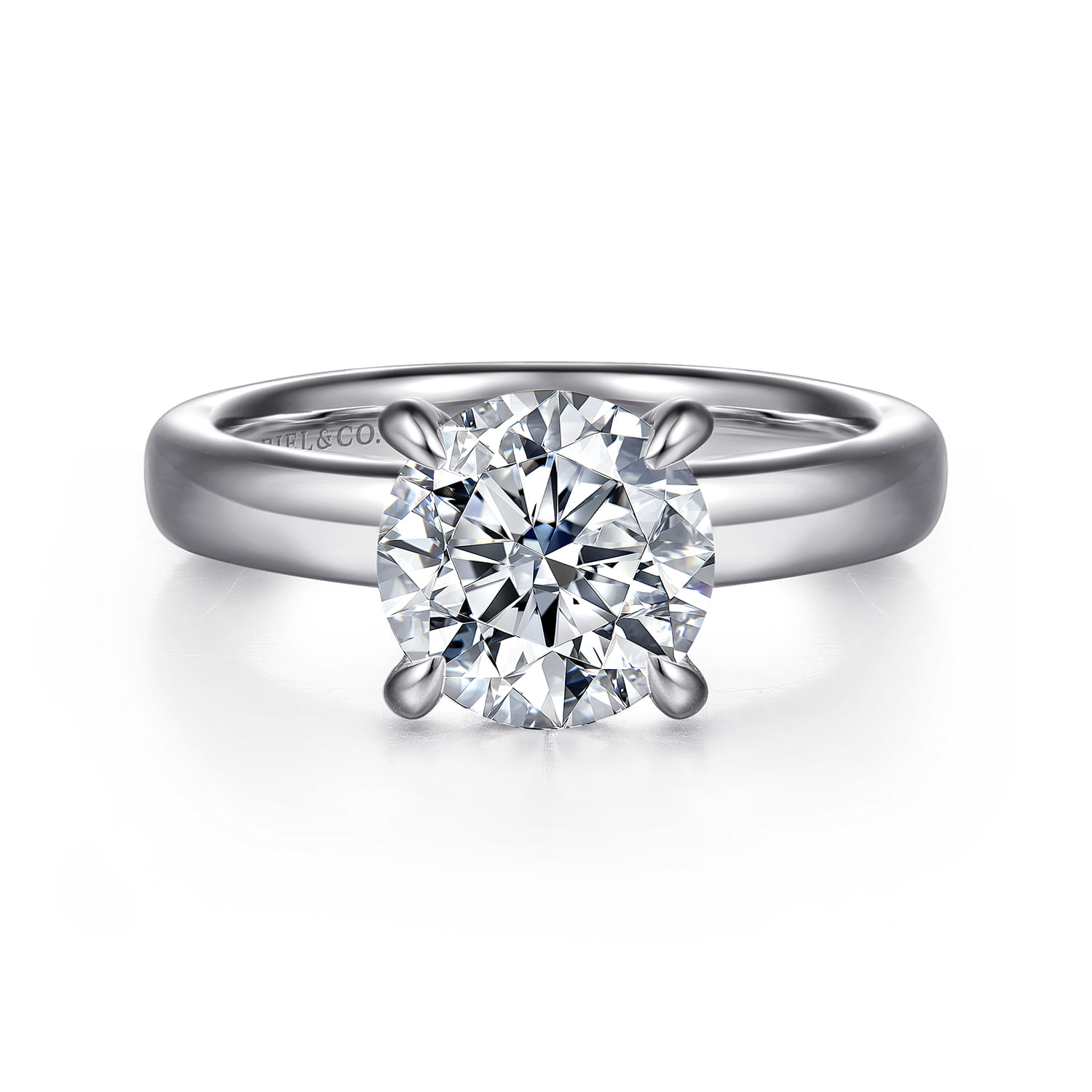 Neema - 14K White Gold Round Diamond Engagement Ring - 0.07 ct - Shot 1