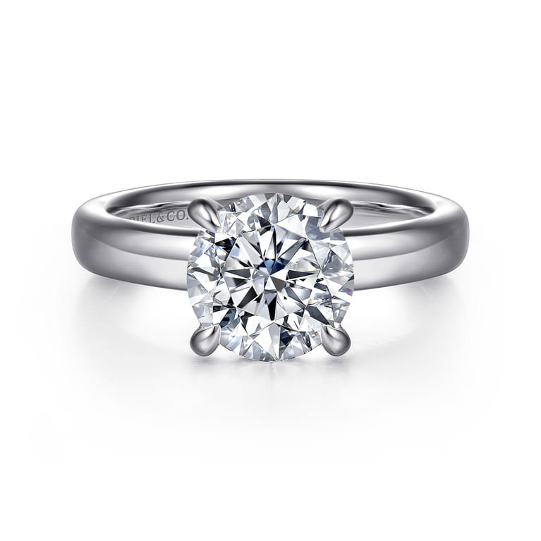 Neema - 14K White Gold Round Diamond Engagement Ring - 0.07 ct - Shot 1