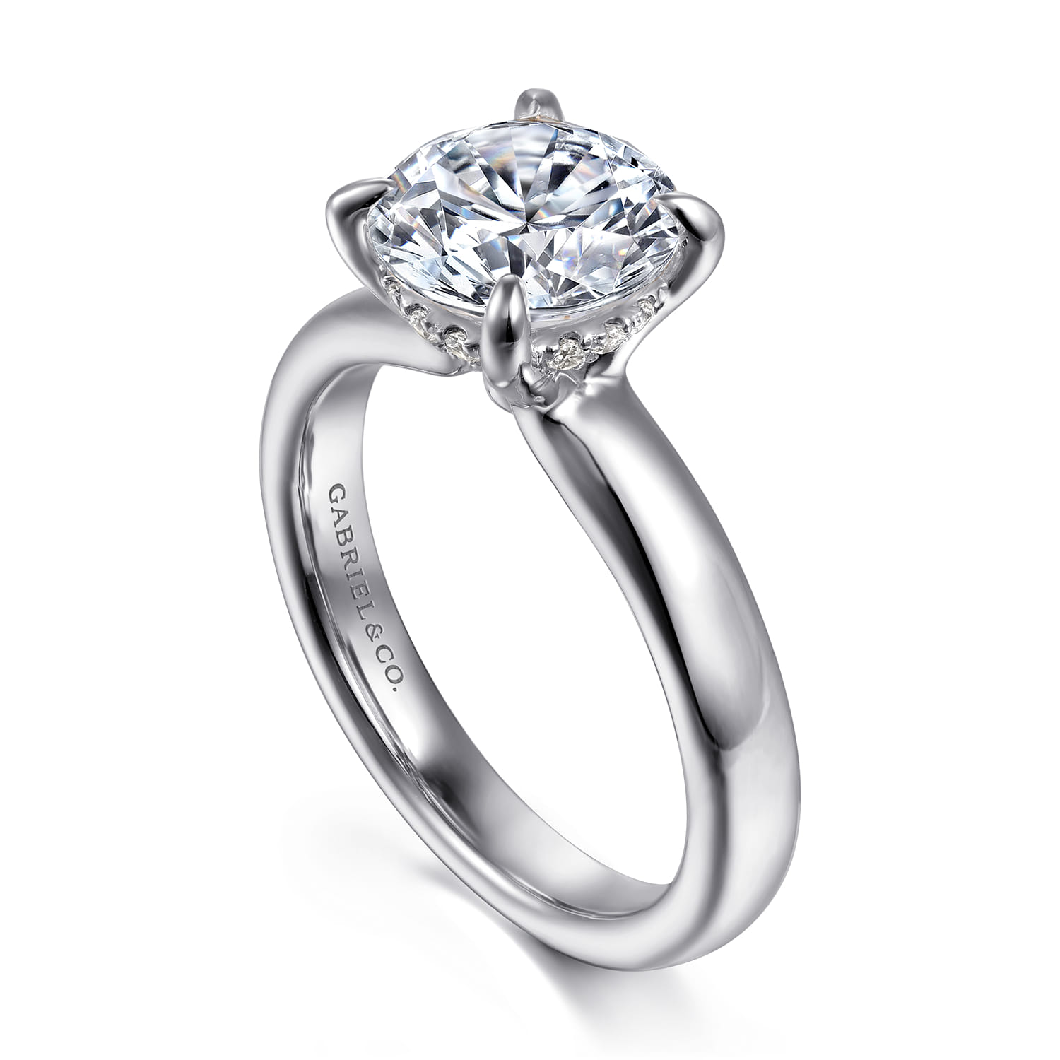 Neema - 14K White Gold Round Diamond Engagement Ring - 0.07 ct - Shot 3