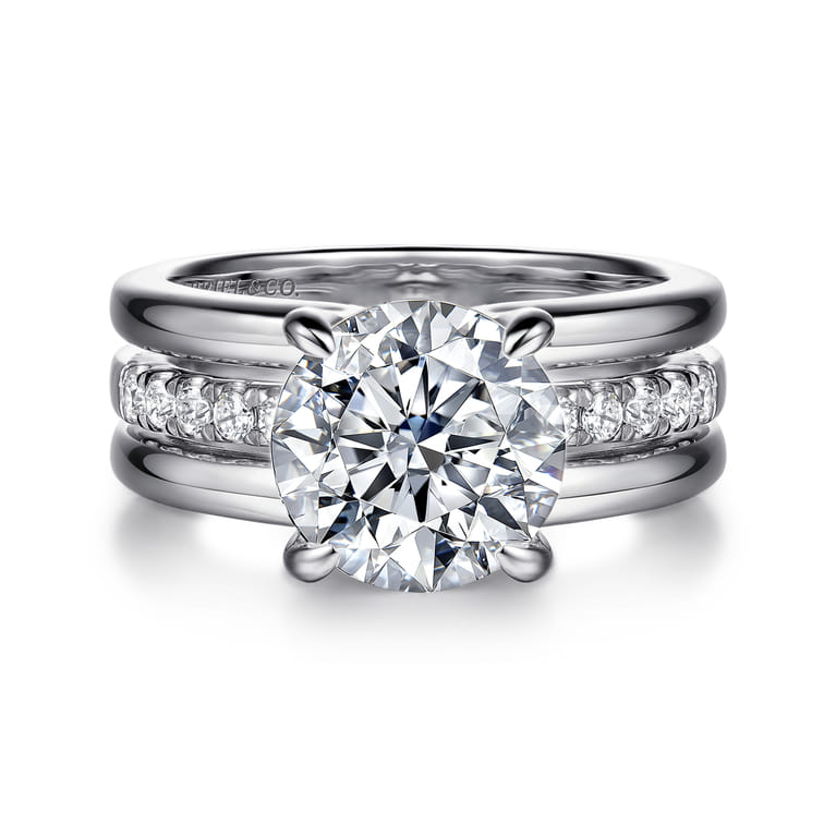 Reeba - 14K White Gold Round Diamond Engagement Ring - 0.35 ct - Shot 1