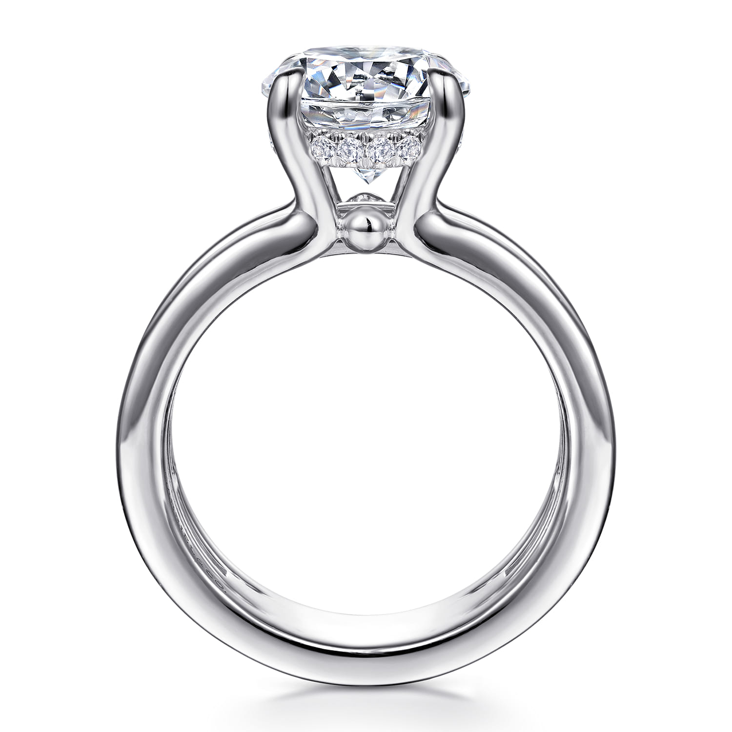 Giova - 14K White Gold Round Diamond Engagement Ring - 0.1 ct - Shot 2