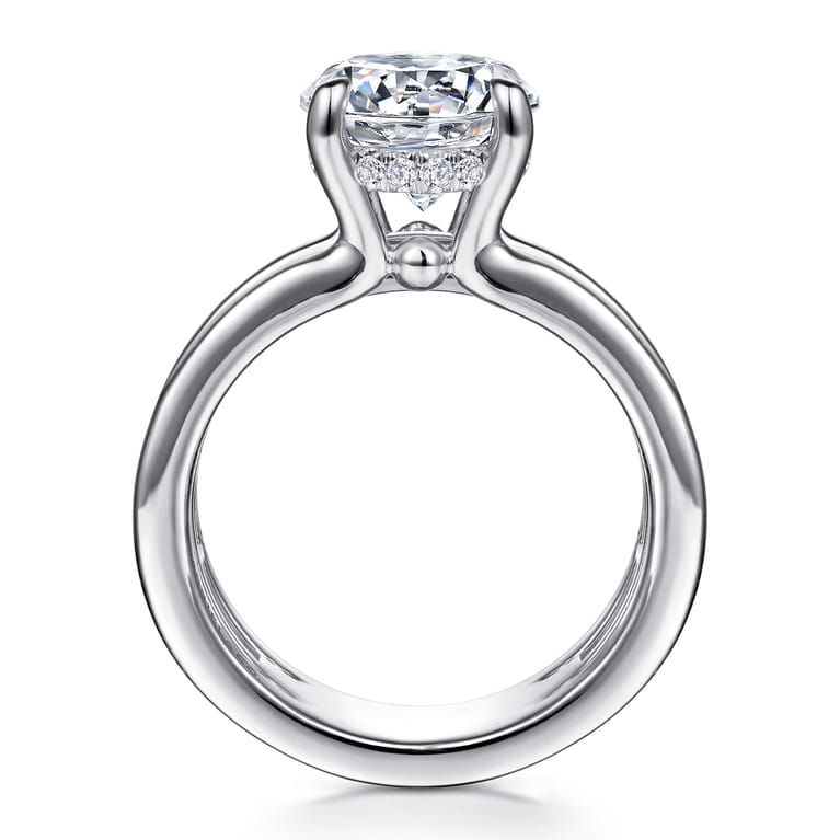 Giova - 14K White Gold Round Diamond Engagement Ring - 0.1 ct - Shot 2