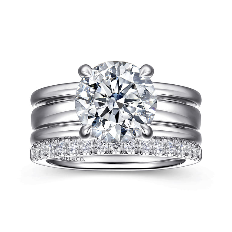 Giova - 14K White Gold Round Diamond Engagement Ring - 0.1 ct - Shot 4