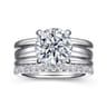 Giova - 14K White Gold Round Diamond Engagement Ring - 0.1 ct