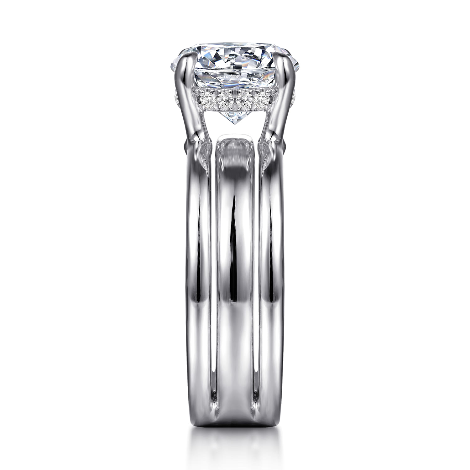 Giova - 14K White Gold Round Diamond Engagement Ring - 0.1 ct - Shot 5